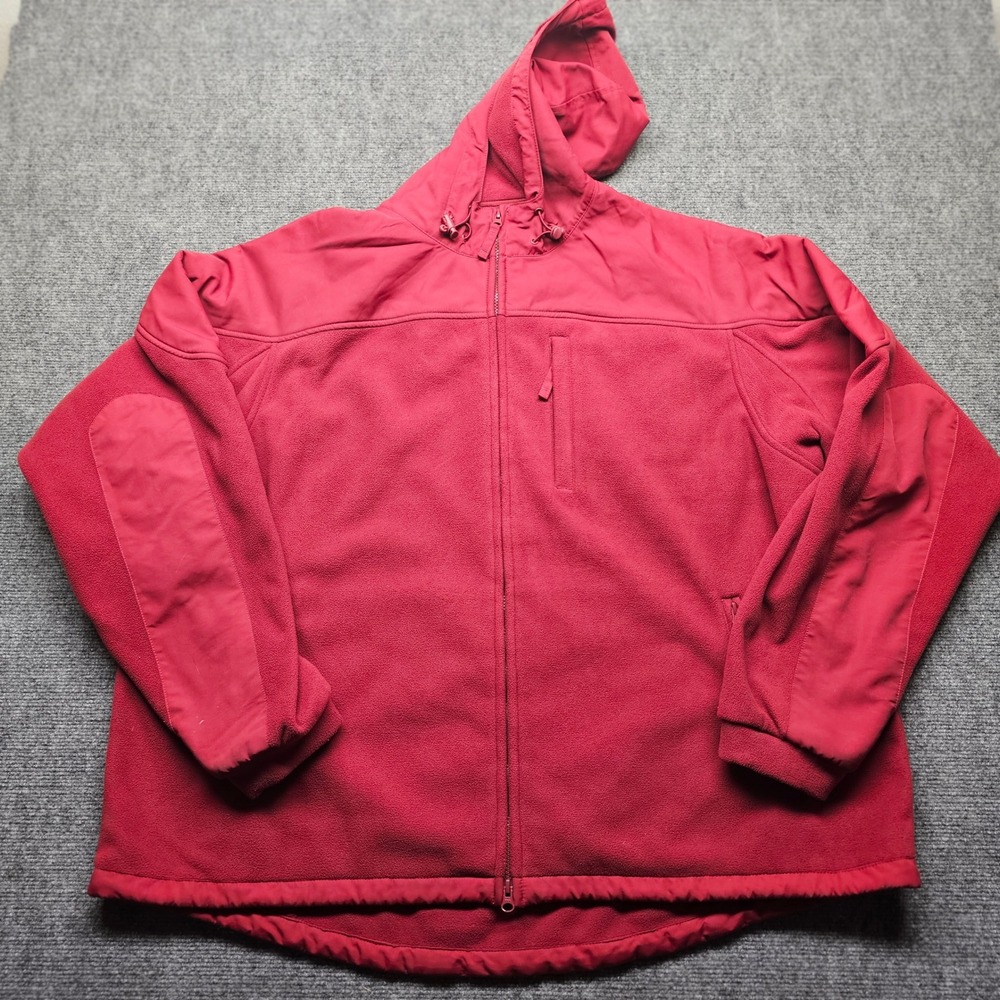 Duluth Trading Co Mens 3XL Red Fleece Full Zip Hoodie Reinforced Yoke 32507